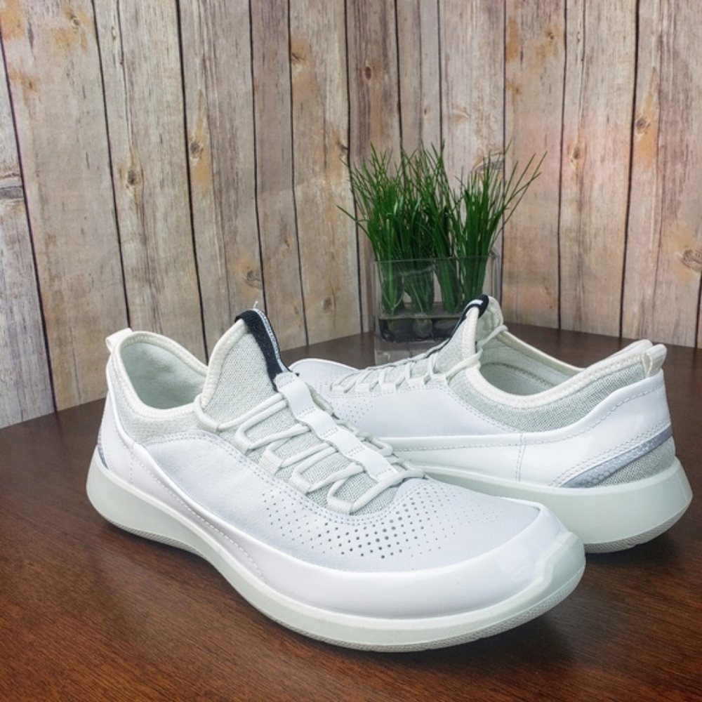 ECCO | Soft 5 Toggle White Leather Slip-On Sneakers